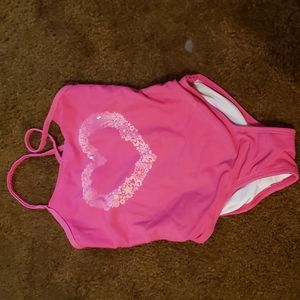 Pink heart girls bathing suite